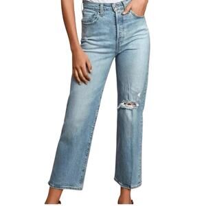 Levis Ribcage Straight Ankle Light Wash Jeans High Rise Button Fly 29 X 27